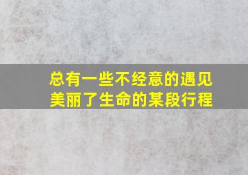 总有一些不经意的遇见 美丽了生命的某段行程